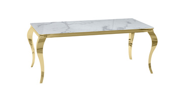 Eettafel VALENTINO met Witte Marmeren Tafelblad en Gouden Onderstel – Luxe voor jouw Eetkamer