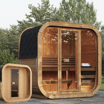 Zunanja savna Icon 125 za 2-3 osebe / samo električno ogrevanje / visokokakovostna stena iz lesa Thermowood | Wellness | Relax | Spa | Naravni les | Termo les